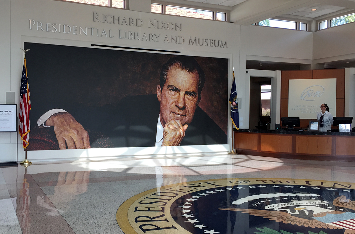 The entrance to the Richard Nixon Presidential Library and Museum