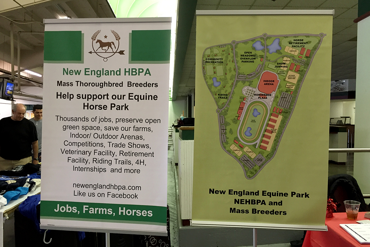Display promoting the proposed New England HBPA horse park